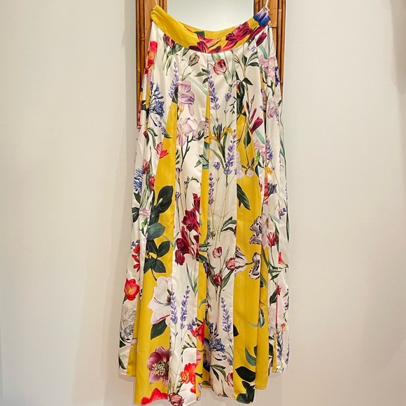 Rococo Sand Anthropologie floral maxi skirt white yellow 0 - Picture 2 of 5